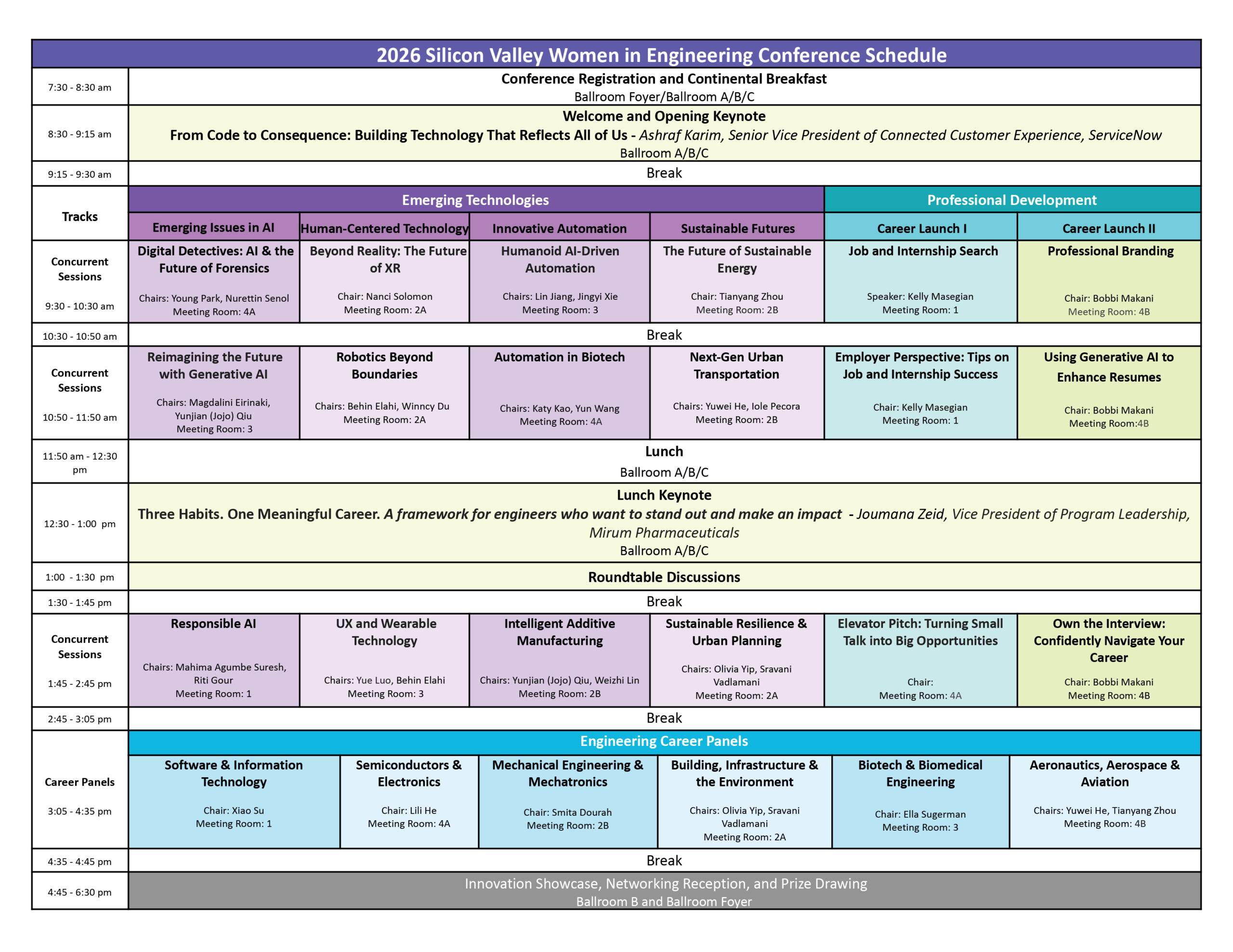 Image of schedule at a Glance. For those using screen readers, please visit Detailed Schedule for written schedule.